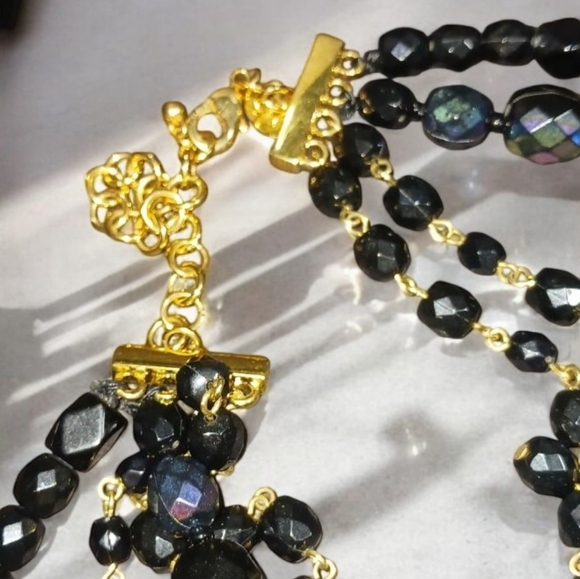 JOAN RIVERS Classic Collection Black Aurora Borealis Waterfall Necklace - Picture 8 of 8